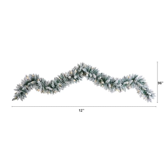 9ft. Pre-Lit LED Flocked Artificial Christmas Garland